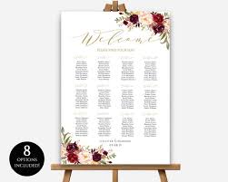 8 Sizes Wedding Seating Chart Template Editable Wedding
