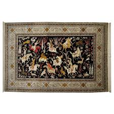 silk hunting rug hand knotted