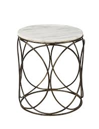 Side Table Brass Base With White Marble