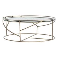 Floating Glass Top Brass Base Coffee Table