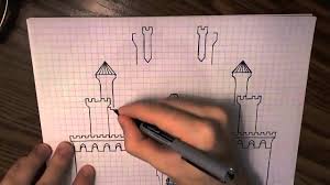 How To Draw A Castle With Graph Paper Youtube
