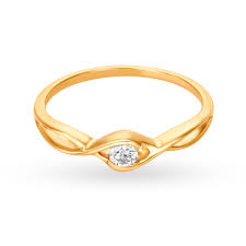 Mia By Tanishq 14kt Yellow Gold Ring For Women In Double Infinity Band Design With Round Cut Diamond