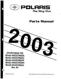 2003 Polaris Sportsman 700 Parts Manual