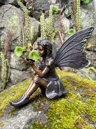Garden Fairy Sitting Solid Bronze