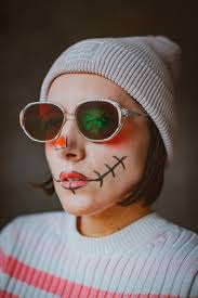 hat painted mouth scar modern fashion