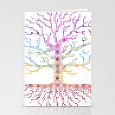 Rainbow Chakra Tree Of Life Real Stitch Able Color Coded Cross Stitch Chart Stationery Cards By Xstitchpatternsbymadzakka