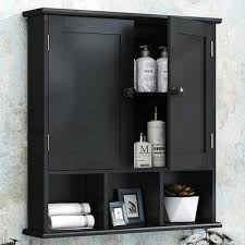 Toilet Storage Cabinet Black Bathroom