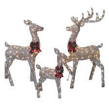 Product title 23.5 brown and white led lighted reindeer christmas. Holiday Living Lighted Deer Family With 240 Led Lights Pvc Grey 89 395 Reno Depot
