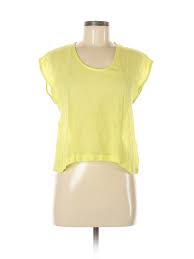 Details About Nwt Eileen Fisher Women Yellow Short Sleeve Blouse Sm Petite