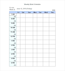 Blank Weekly Work Schedule Template Plan Format Weekly