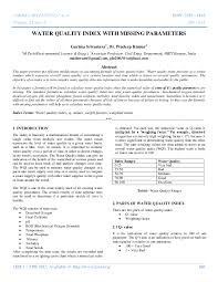Pdf Water Quality Index With Missing Parameters Editor