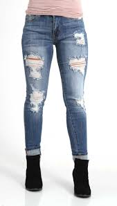 Nature Jeans Destructed Skinny Jeans For Women In Medium
