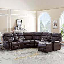 magic home 89 3 in polyester blend motion l shape sectional sofa with manual reclining chaise brown