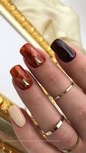 brown marble effect nail art designs