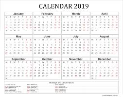 2019 Calendar With Holidays Usa 2019 Calendar Calendar
