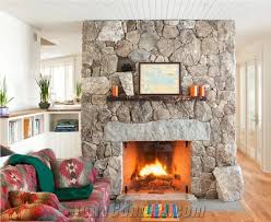 Loose Stacked Stone Cladding Fireplace