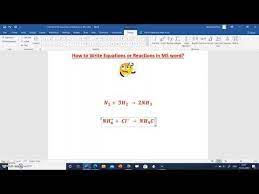 Chemical Equations On Ms Word