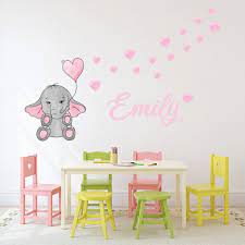 Custom Name Elephant Heart Nursery Wall