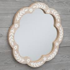Scalloped Edge Fl Wood Wall Mirror