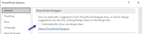 how to disable design ideas in