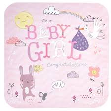 New Baby Girl Card Stalk Rabbit Mouse Card Factory