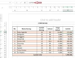 Contoh rab format rab desa rab penyelenggaraan pemerintahan desa. Belajar Rumus Microsoft Excel Sederhana Perkalian Pengurangan Persen Kemejingnet