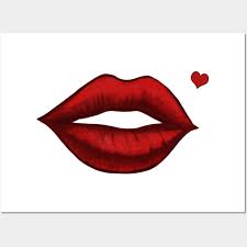 red kissing lips with shaped