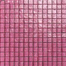 Deep Pink Crystal Glass Mosaic Tile Square