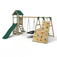 Rebo Wooden Climbing Frame With Swings