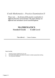 credit mathematics practice paper d pdf
