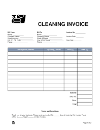 Receipt For House Cleaning Free Housekeeping Invoice