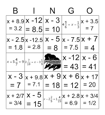 One Step Equation Bingo Addition