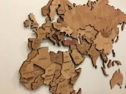 3d Wooden World Map Wall Art Handmade