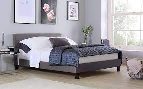berlin grey fabric small double bed