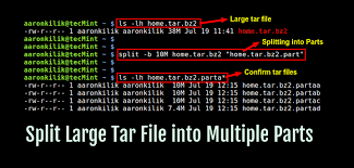 how to split large tar archive into