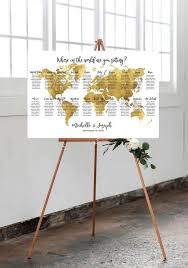 Editable Gold World Map Seating Chart Sit Back And Relax