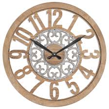 Wall Clock Wood Metal Φ60x4cm