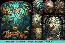 8 Stained Glass Nature Birds Beautiful