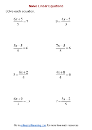 Linear Equation Worksheets Printable