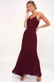 Sleek and shiny satin shapes this stunning dress, with a pleated, surplice bodice, supported by adjustable spaghetti straps. We Belong Together Burgundy Maxi Dress Burgundy Maxi Dress Long Sleeve Wrap Dress Dresses