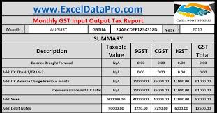 monthly gst input output tax