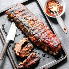 grilled bbq ribs on a gas grill