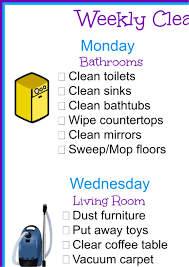 Weekly House Cleaning Chart Printable Pdf Download