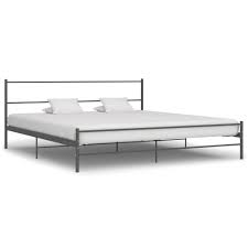 vidaxl bed frame grey metal 200x200 cm