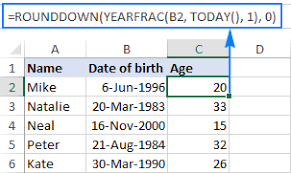 How To Calculate Age In Excel From Birthday
