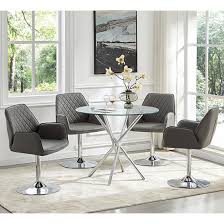 Criss Cross Glass Dining Table With 4
