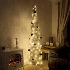 White Pre Lit Slim Line Pop Up Christmas Tree With