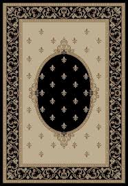 concord global 6 7 x 9 3 black jewel fleur de lys medallion area rug