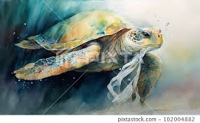 A Watercolor Painting Of A Sea Turtle
