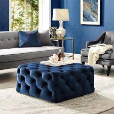 Enjoy stylish and functional furniture with seville classics tufted storage bench/ottoman in midnight blue. Inspired Home Lester Cocktail Table Ottoman Navy Velvet Tufted Allover Square Caster Leg On93 02ny Hd The Home Depot